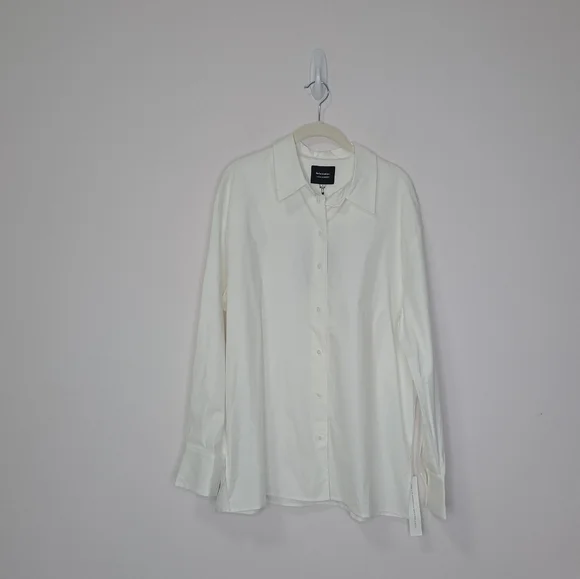 Reformation Laura Harrier Collins Shirt Bright White 6 NWT - Picture 5 of 9